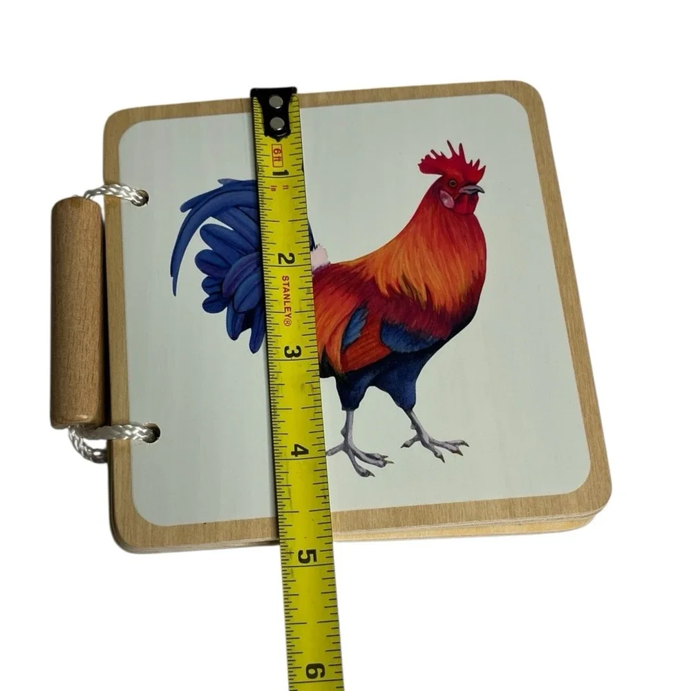 Lovevery Wooden Farm Animal Chicken Cow Horse Pig Wood Board Book Learn